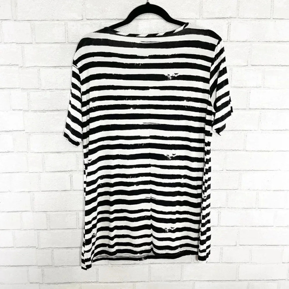 Long Tall Sally Black & White Striped Scoop Neck Tee Shirt Women's Size Medium - Picture 7 of 7